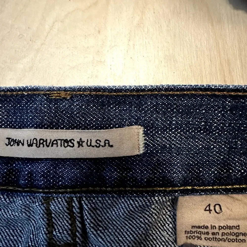 John Varvatos Bootcut Jeans Hidden Button 100% Cotton Sanded Dark Wash 40x35